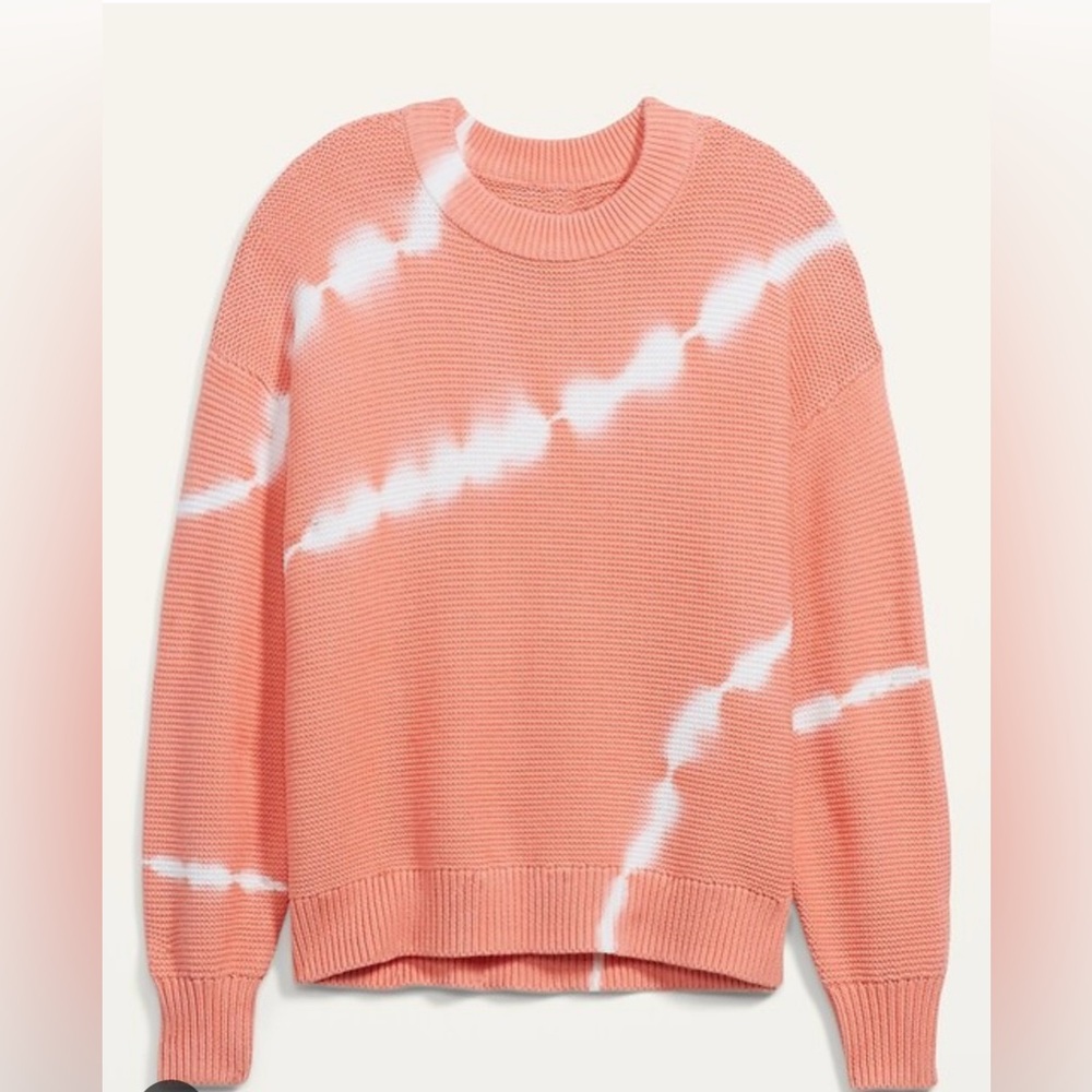Old Navy Tie-Dye Textured Crew-Neck Peach/Coral Sweater
